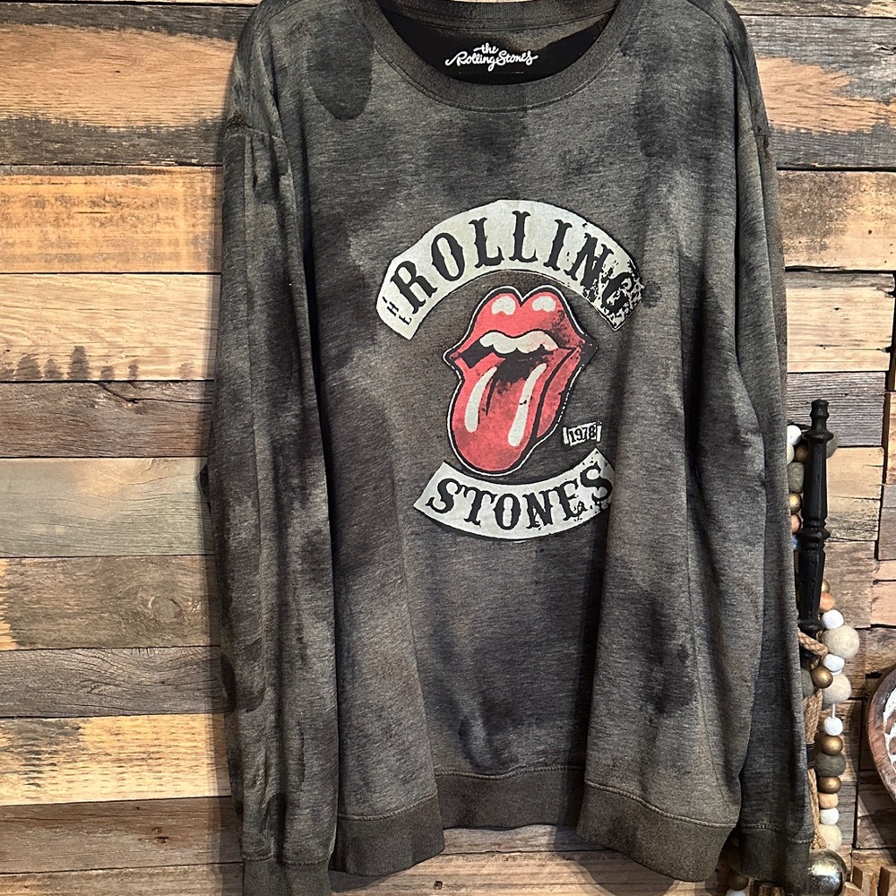 Band , The Rolling Stones band Gray and Black Crewneck Sweater